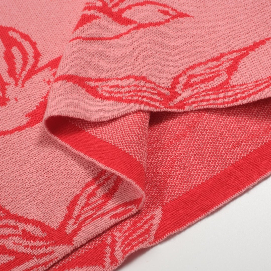 Rosa svala jacquard stickad kjol för kvinnor