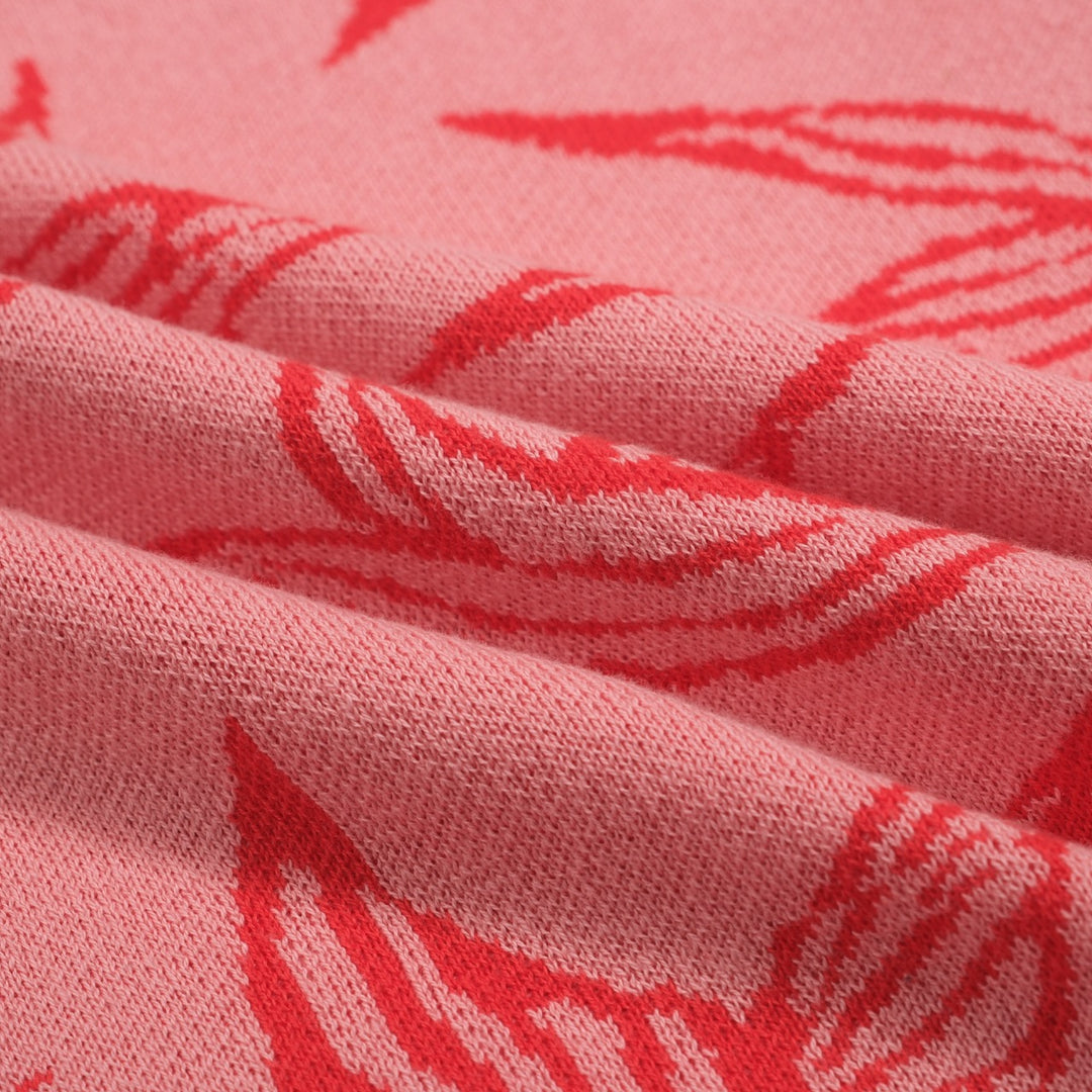 Rosa svala jacquard stickad kjol för kvinnor