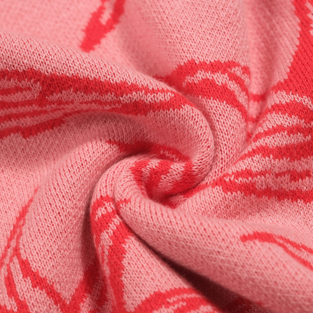 Rosa svala jacquard stickad kjol för kvinnor