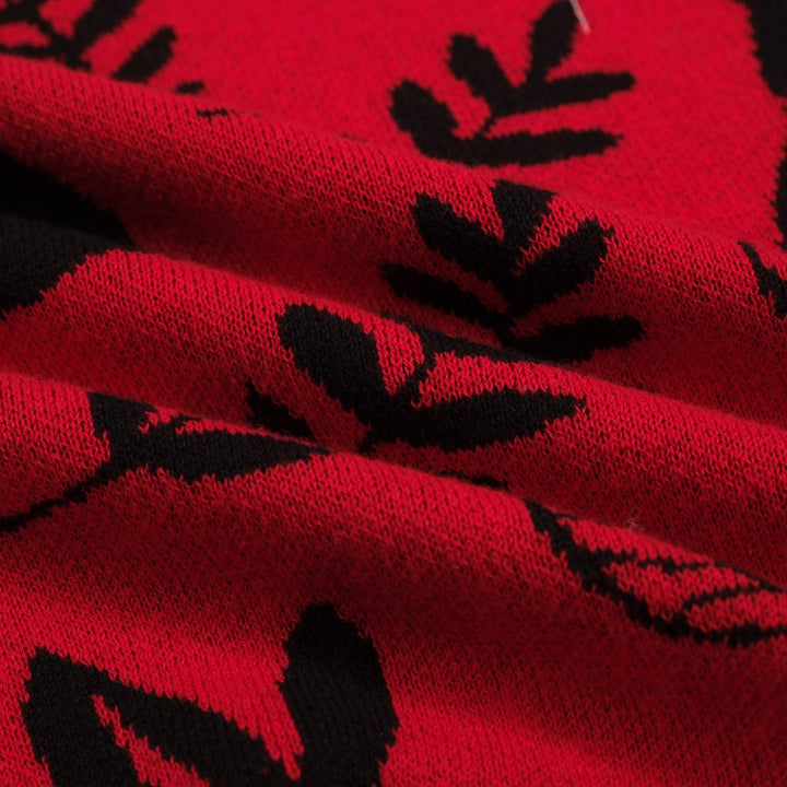 Damkjol i röda jacquardstickade djur