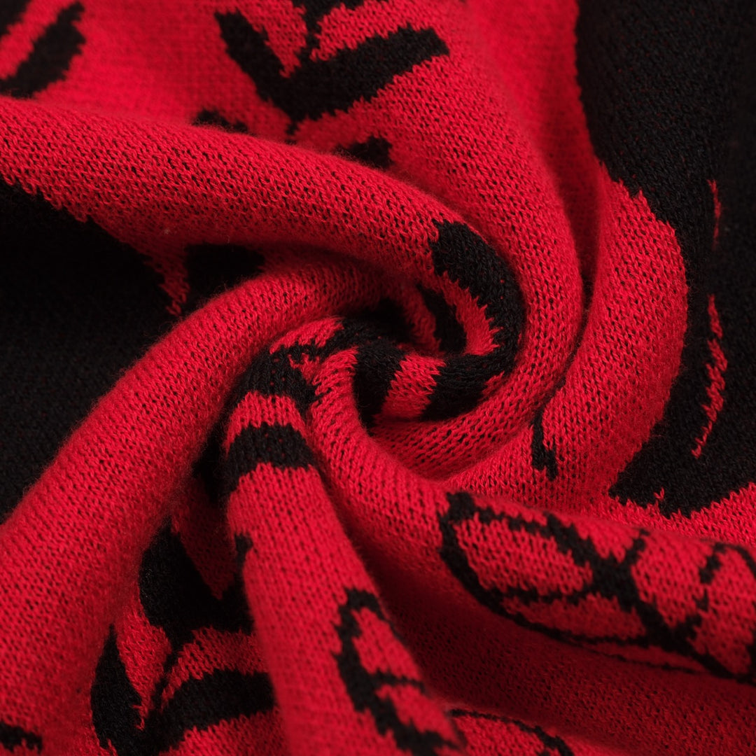 Damkjol i röda jacquardstickade djur