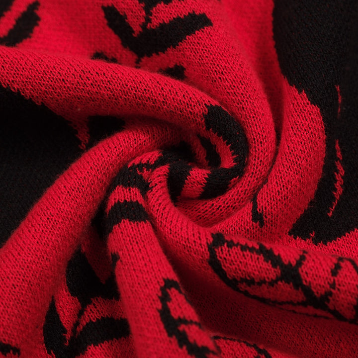 Damkjol i röda jacquardstickade djur