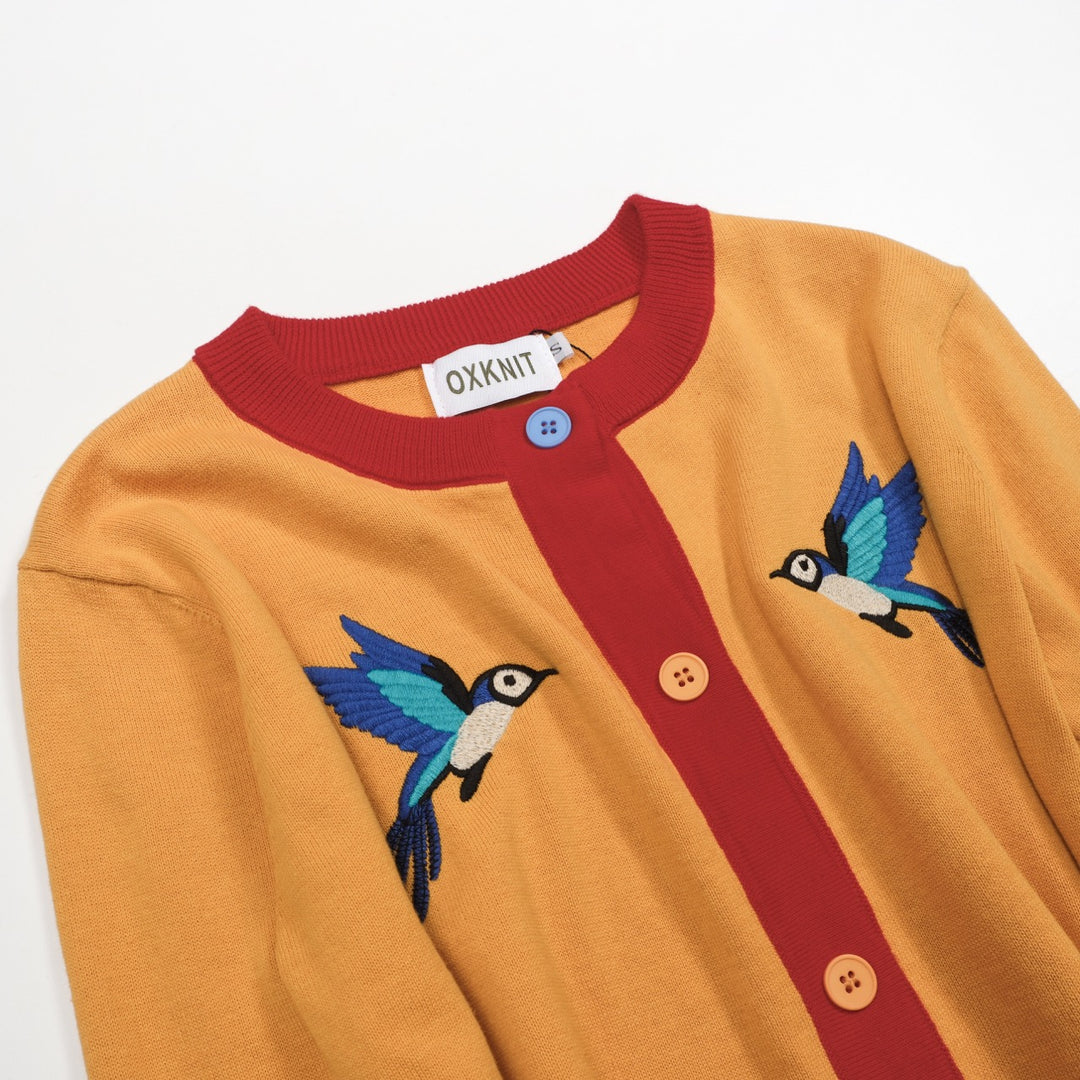 Women's yellow vintage embroidered cardigan