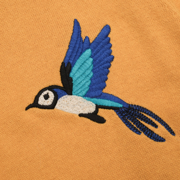 Women's yellow vintage embroidered cardigan