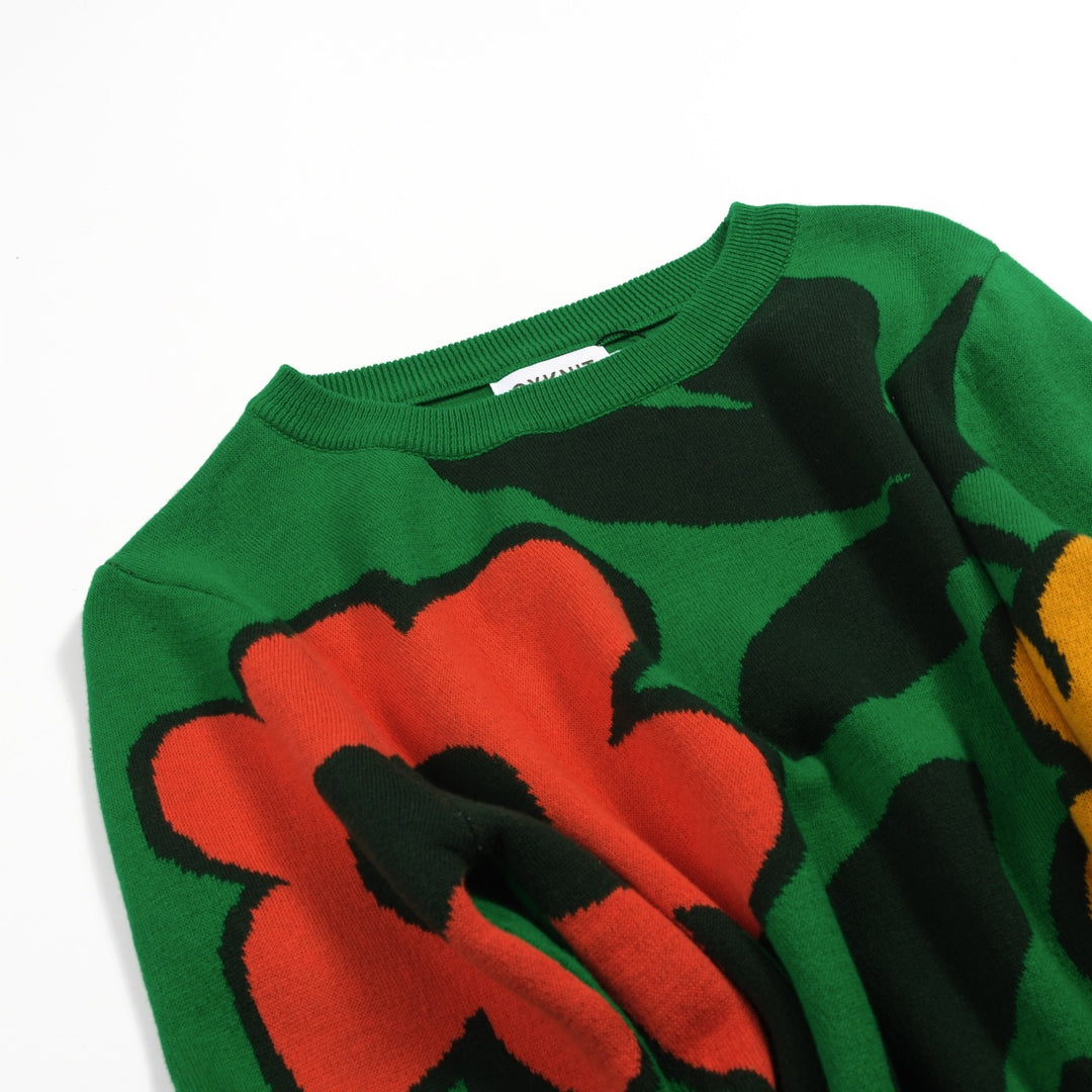 Maglieria da donna verde fiore art street