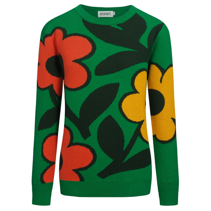 Maglieria da donna verde fiore art street