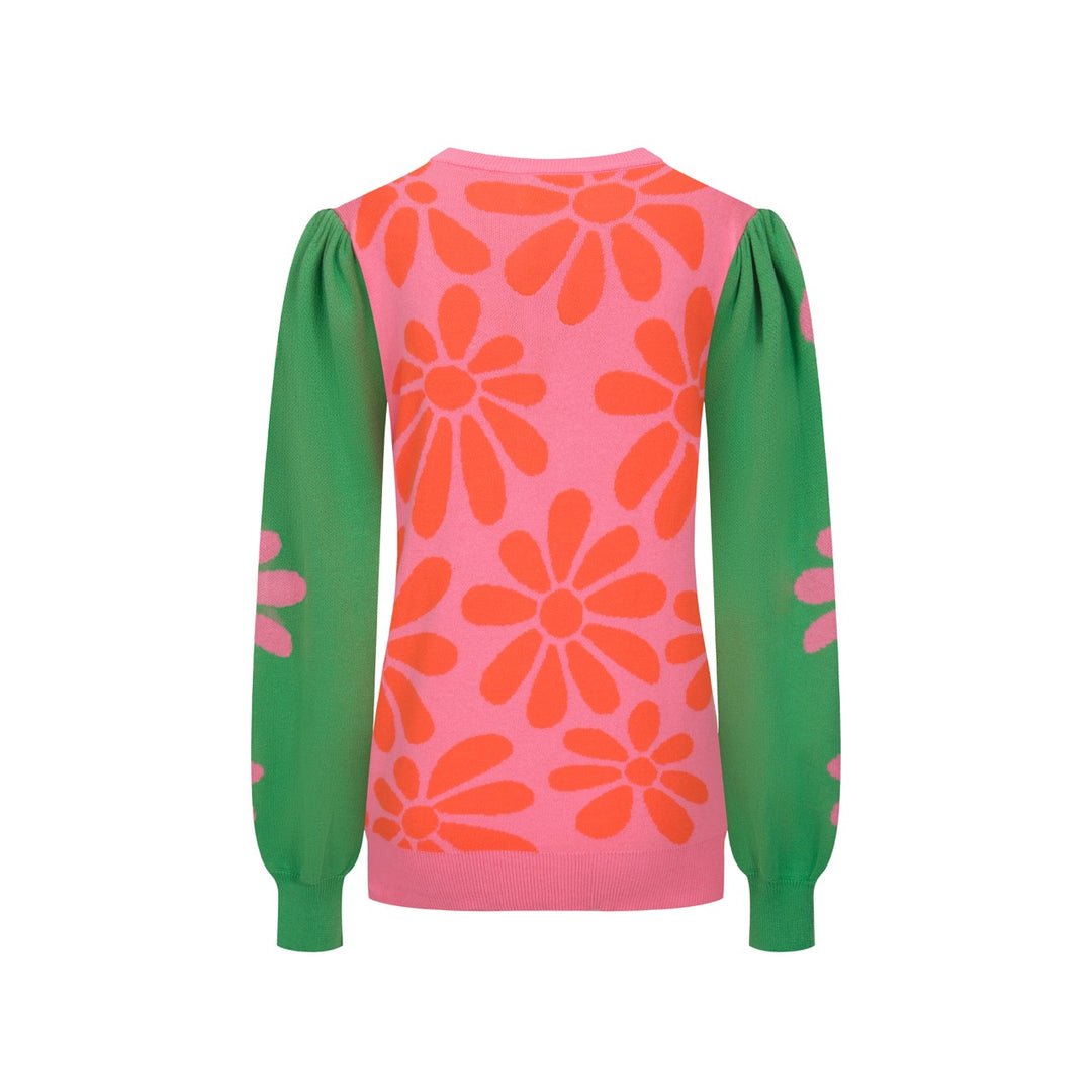 Kvinners flerfargede strikkevarer med blomsterbobleermer