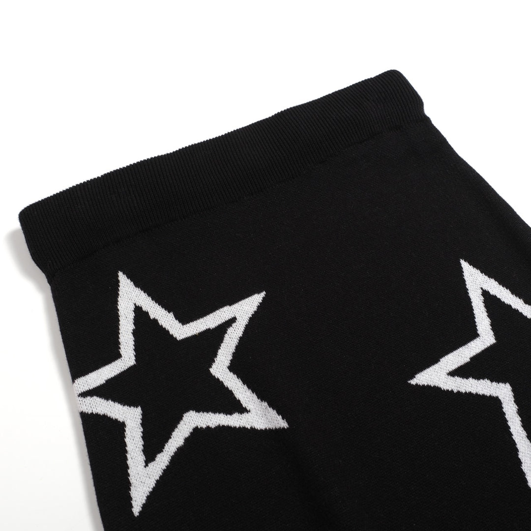 Women's black heart star vintage knit skirt