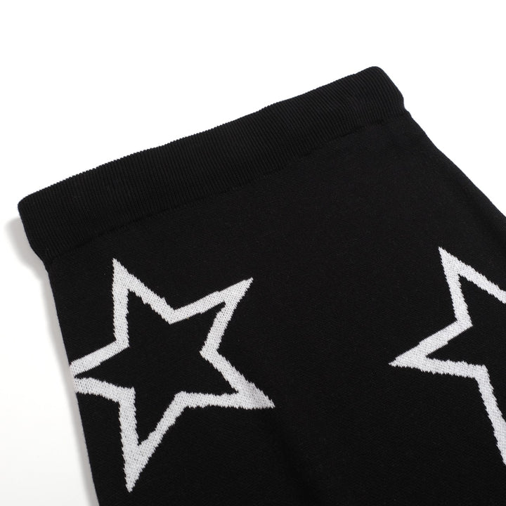 Women's black heart star vintage knit skirt