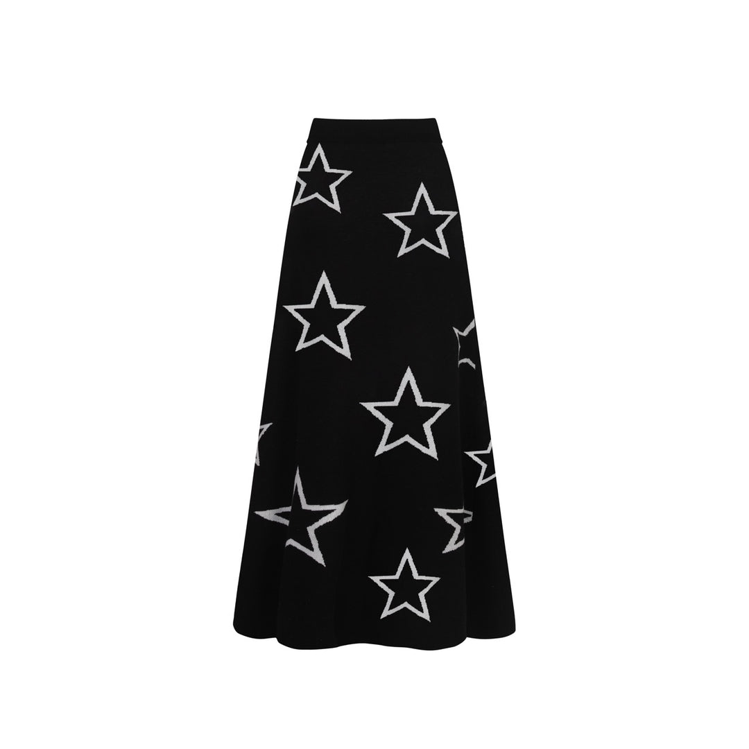 Women's black heart star vintage knit skirt