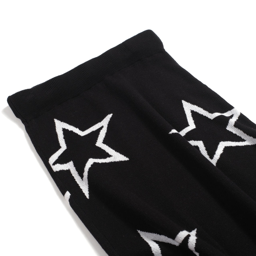 Women's black heart star vintage knit skirt