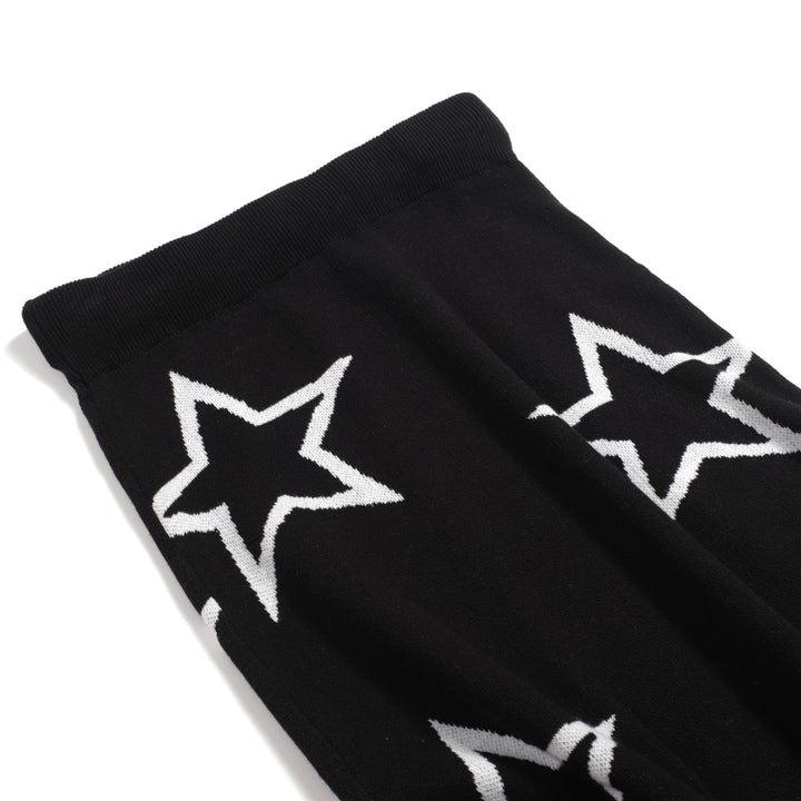 Women's black heart star vintage knit skirt