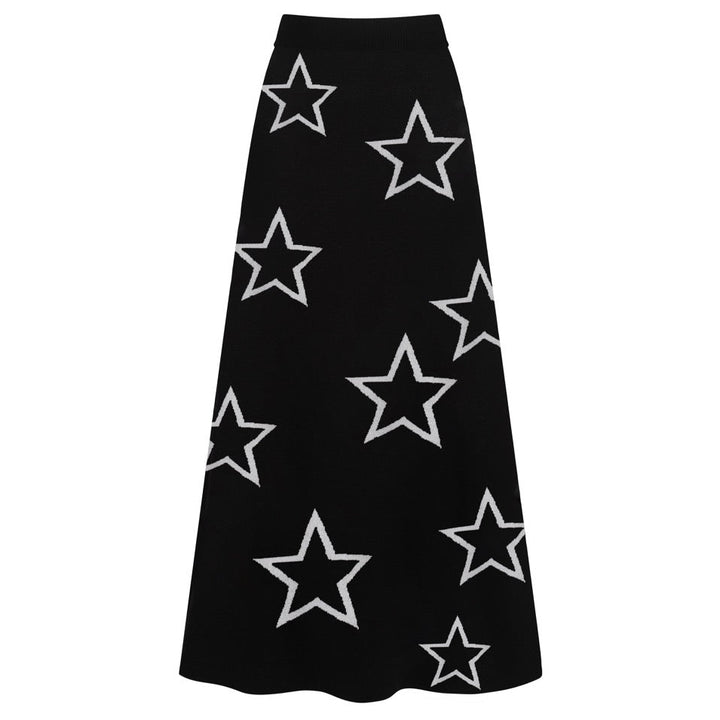 Women's black heart star vintage knit skirt