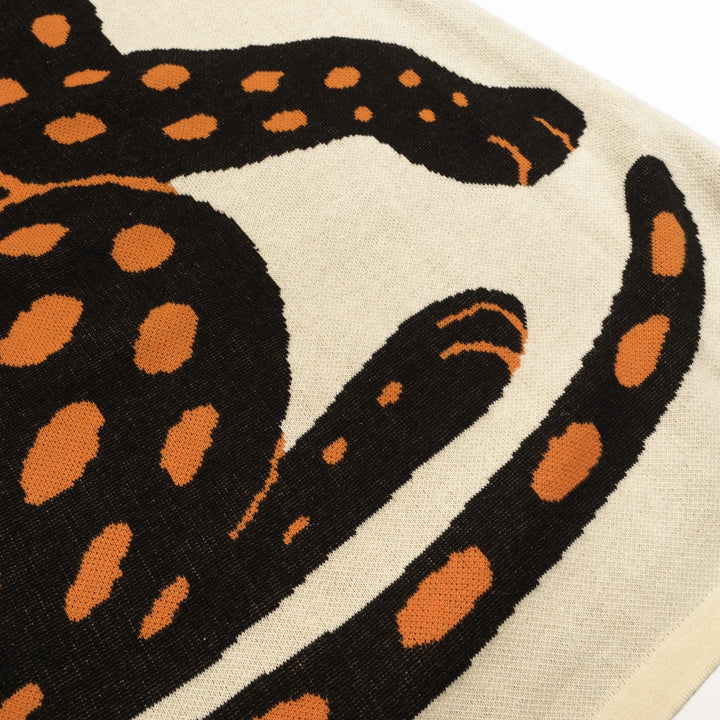 Witte abrikooskleurige cheetah retro gebreide damesrok