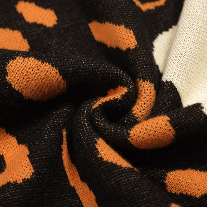 Witte abrikooskleurige cheetah retro gebreide damesrok