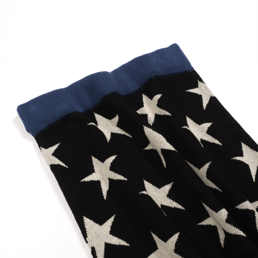 Women's black vintage star cheetah street fashion jacquard knit set