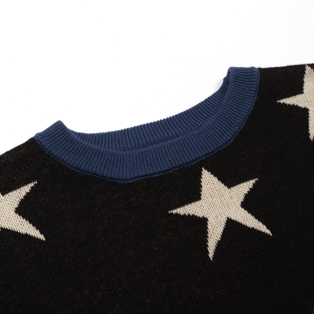 Women's black vintage star cheetah street fashion jacquard knit set