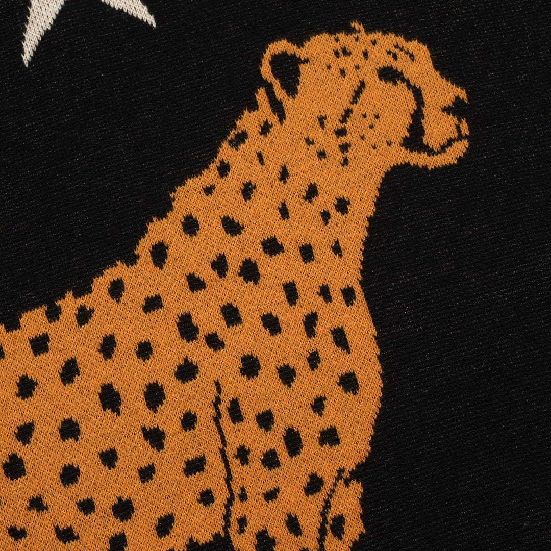 Women's black vintage star cheetah street fashion jacquard knit set