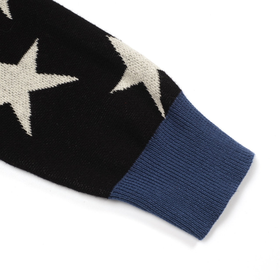 Women's black vintage star cheetah street fashion jacquard knit set