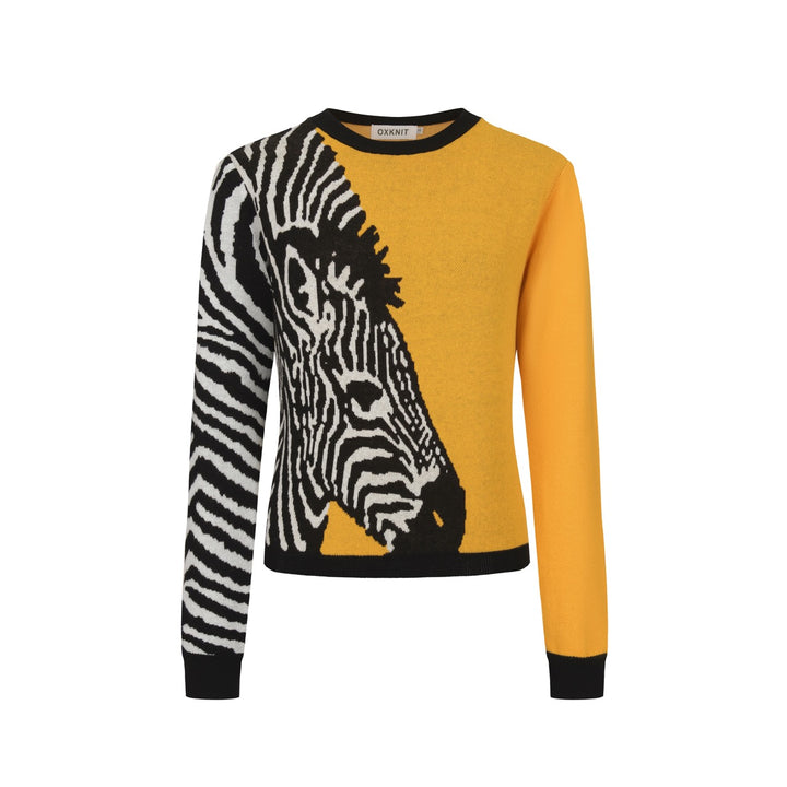 Women's black vintage striped small horse street fashion jacquard knit set