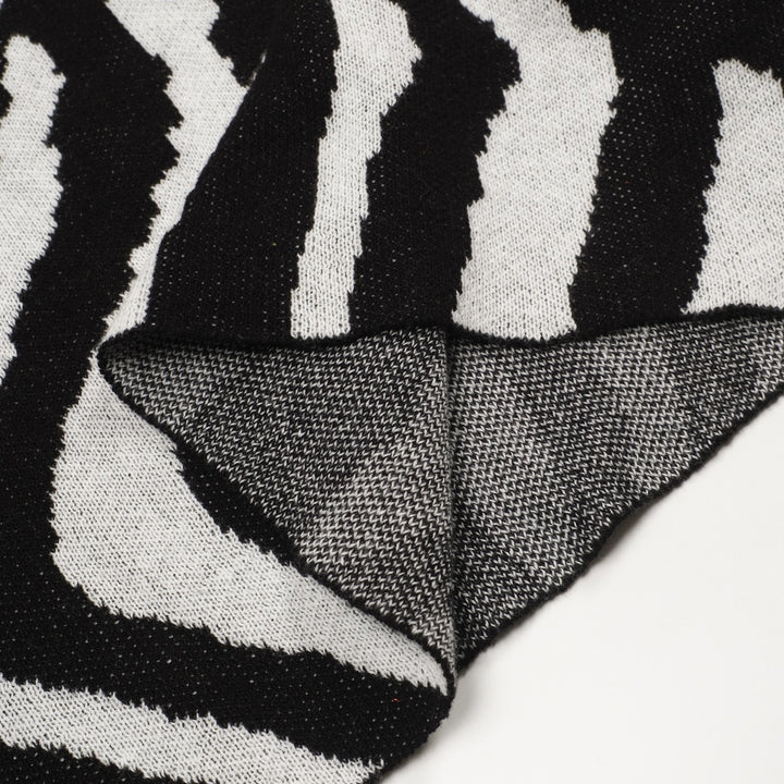 Women's black vintage striped small horse street fashion jacquard knit set