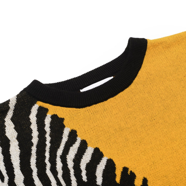 Women's black vintage striped small horse street fashion jacquard knit set