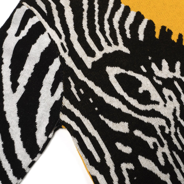 Women's black vintage striped small horse street fashion jacquard knit set