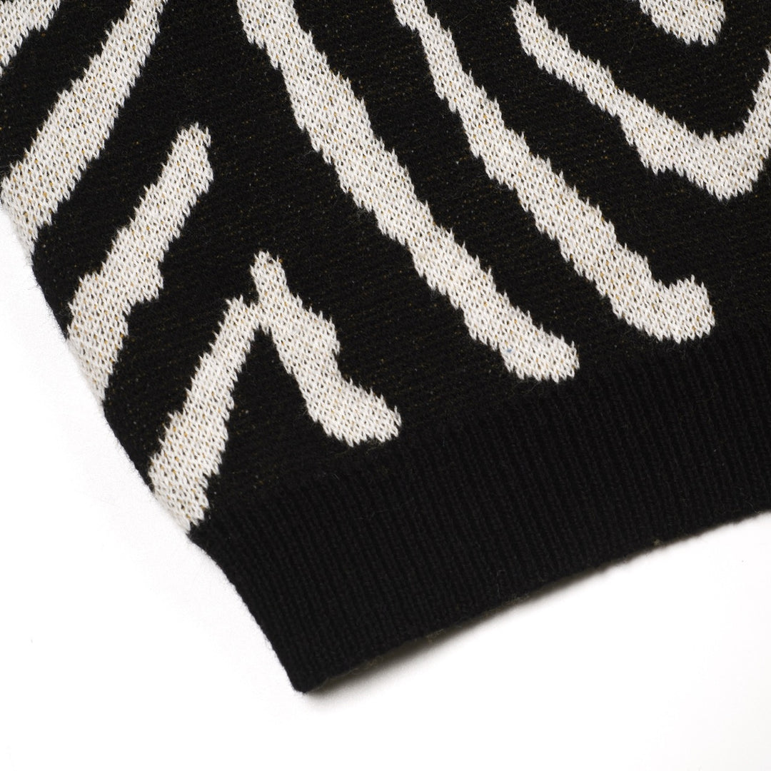 Women's black vintage striped small horse street fashion jacquard knit set