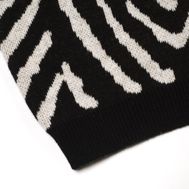 Women's black vintage striped small horse street fashion jacquard knit set