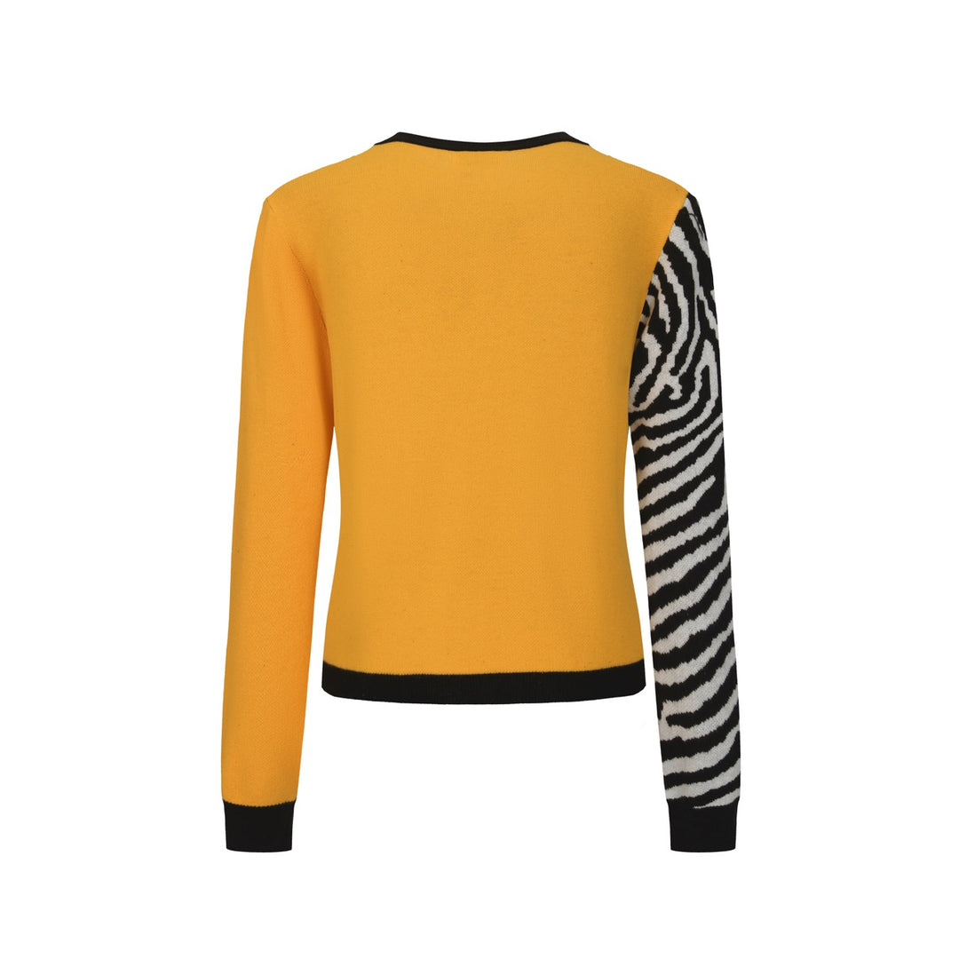 Women's black vintage striped small horse street fashion jacquard knit set