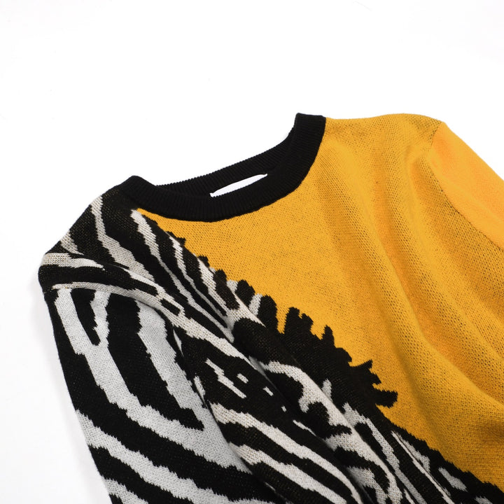 Women's black vintage striped small horse street fashion jacquard knit set