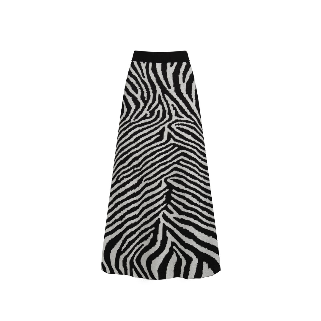 Women's black vintage striped small horse street fashion jacquard knit set