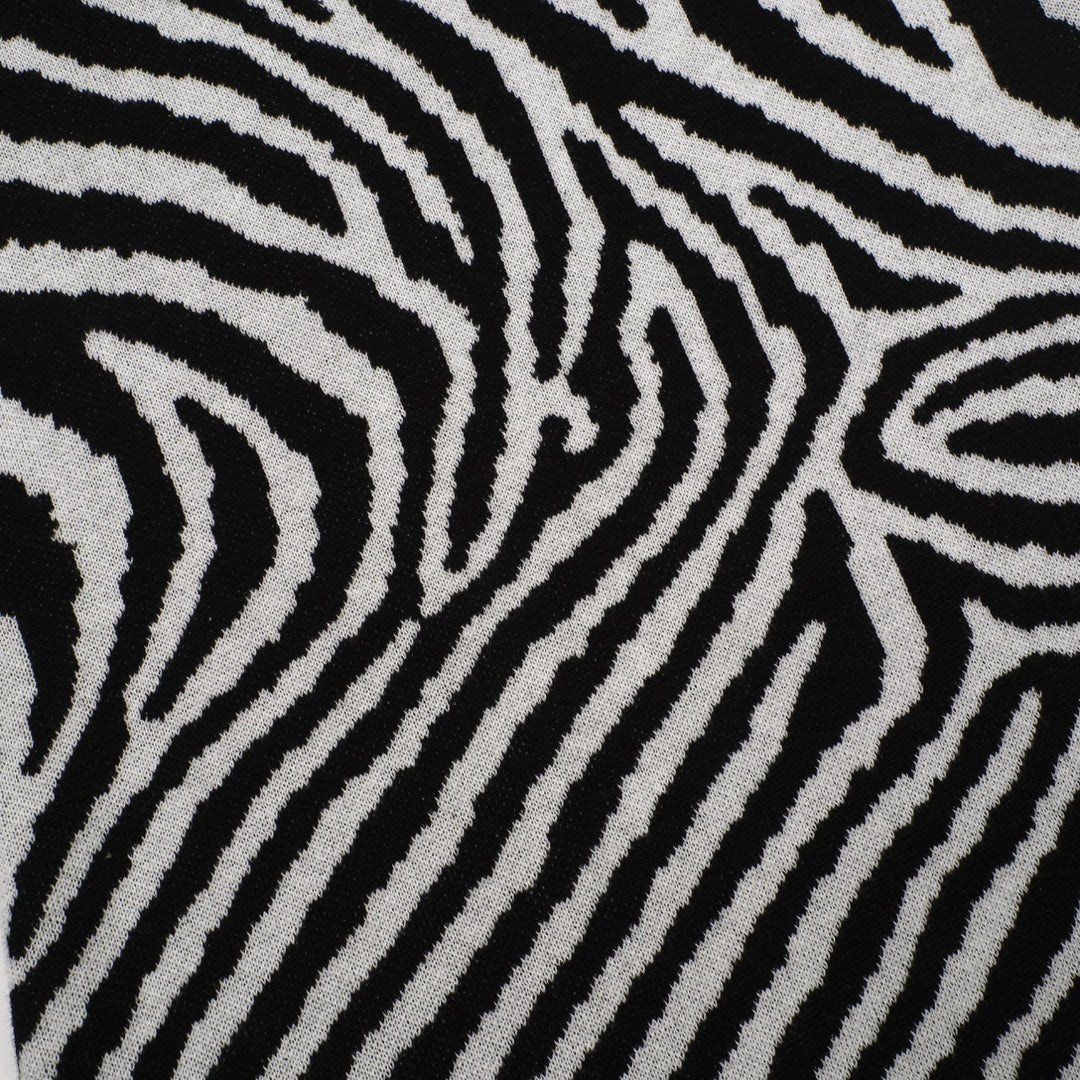 Women's black vintage striped small horse street fashion jacquard knit set