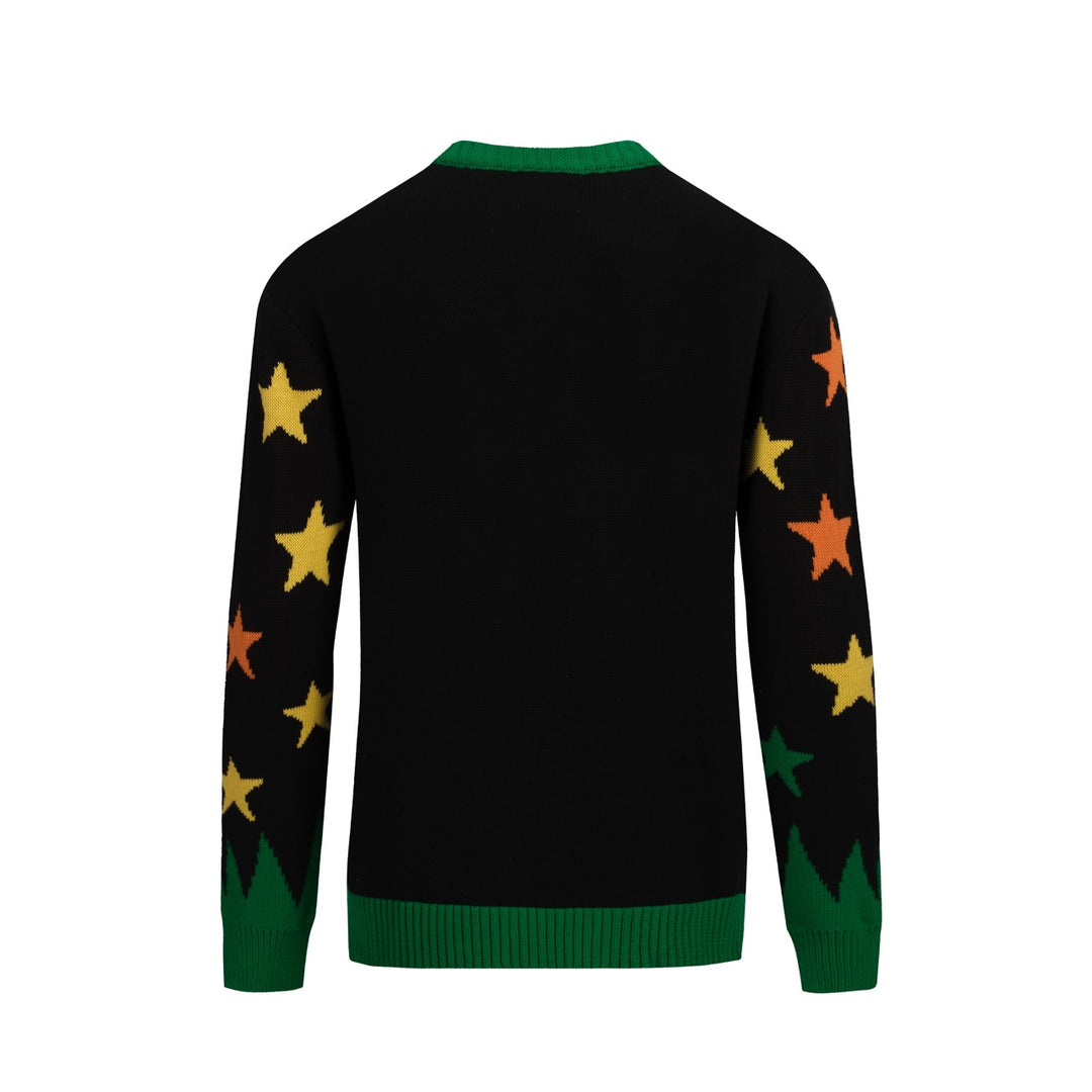 Men's vintage black sun graphic jacquard knitwear