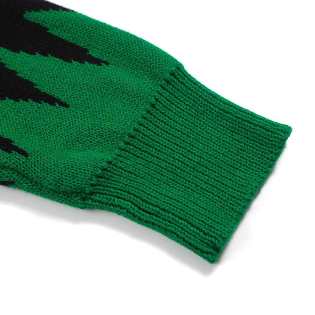 Men's vintage black sun graphic jacquard knitwear