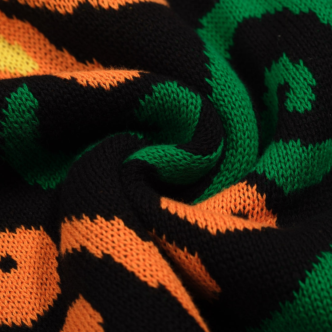 Men's vintage black sun graphic jacquard knitwear