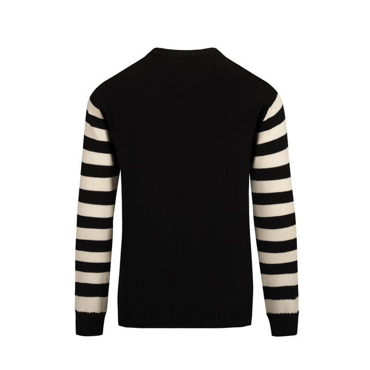 Men's black vintage striped owl jacquard knitwear