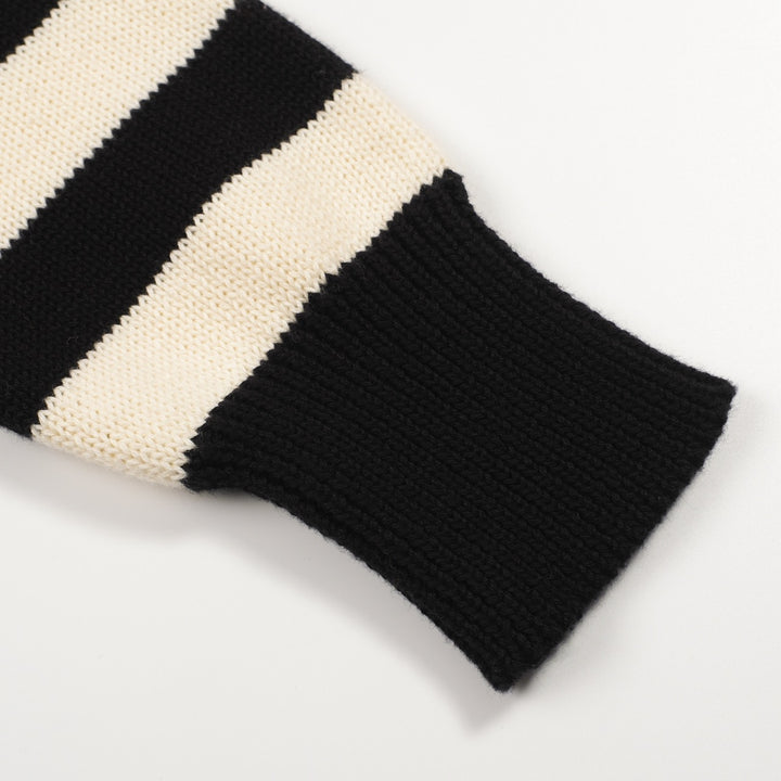 Men's black vintage striped owl jacquard knitwear