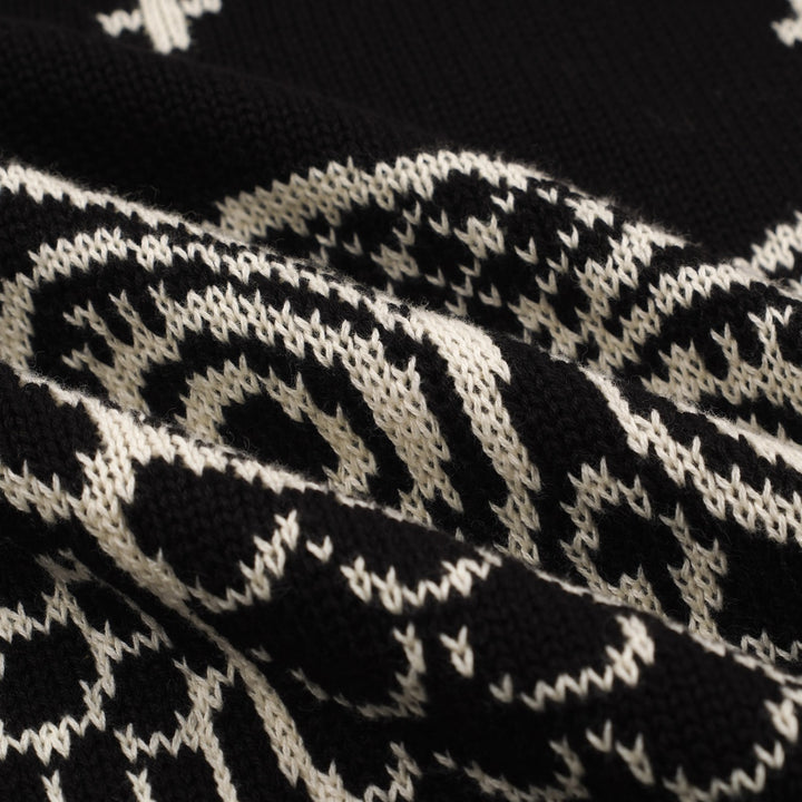 Men's black vintage striped owl jacquard knitwear