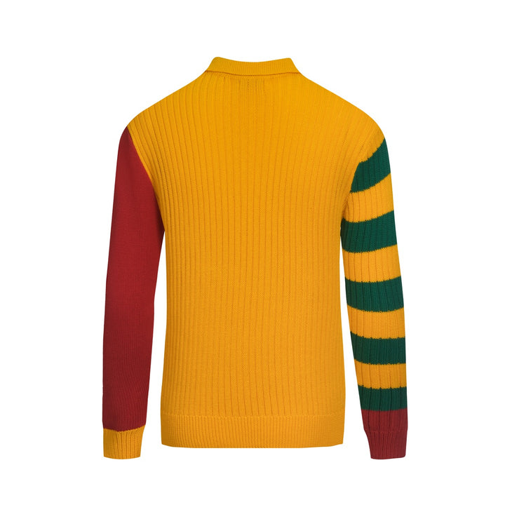 Men's Colour-matched vintage knit pocket V-neck polo
