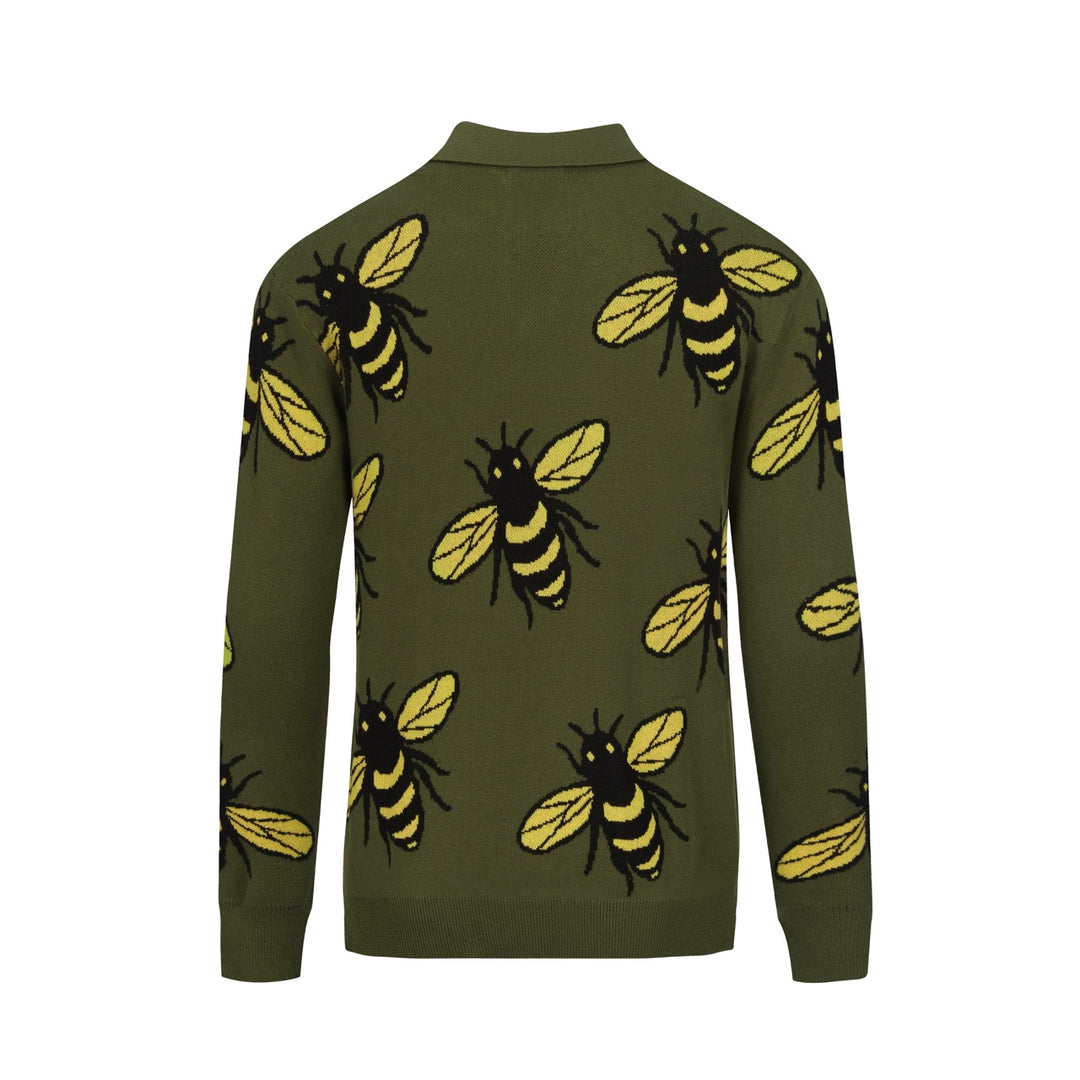 Men's Green Bee vintage V-neck knit polo