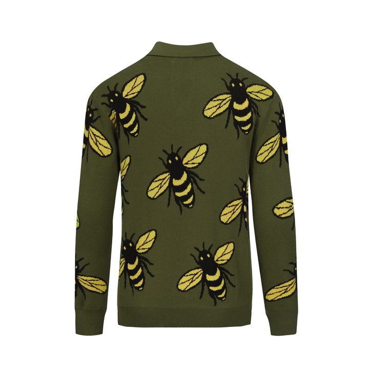 Men's Green Bee vintage V-neck knit polo