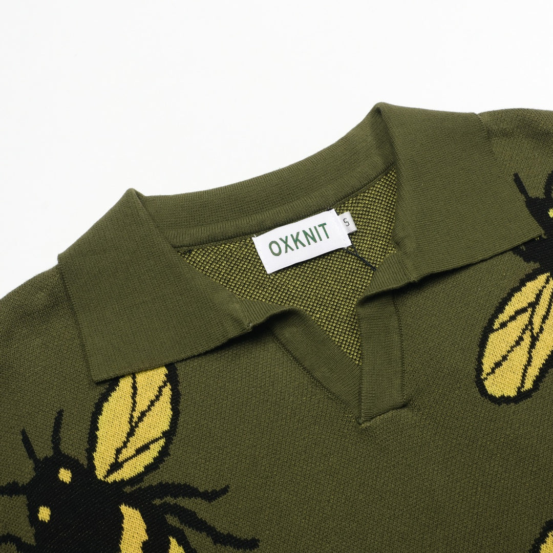 Men's Green Bee vintage V-neck knit polo
