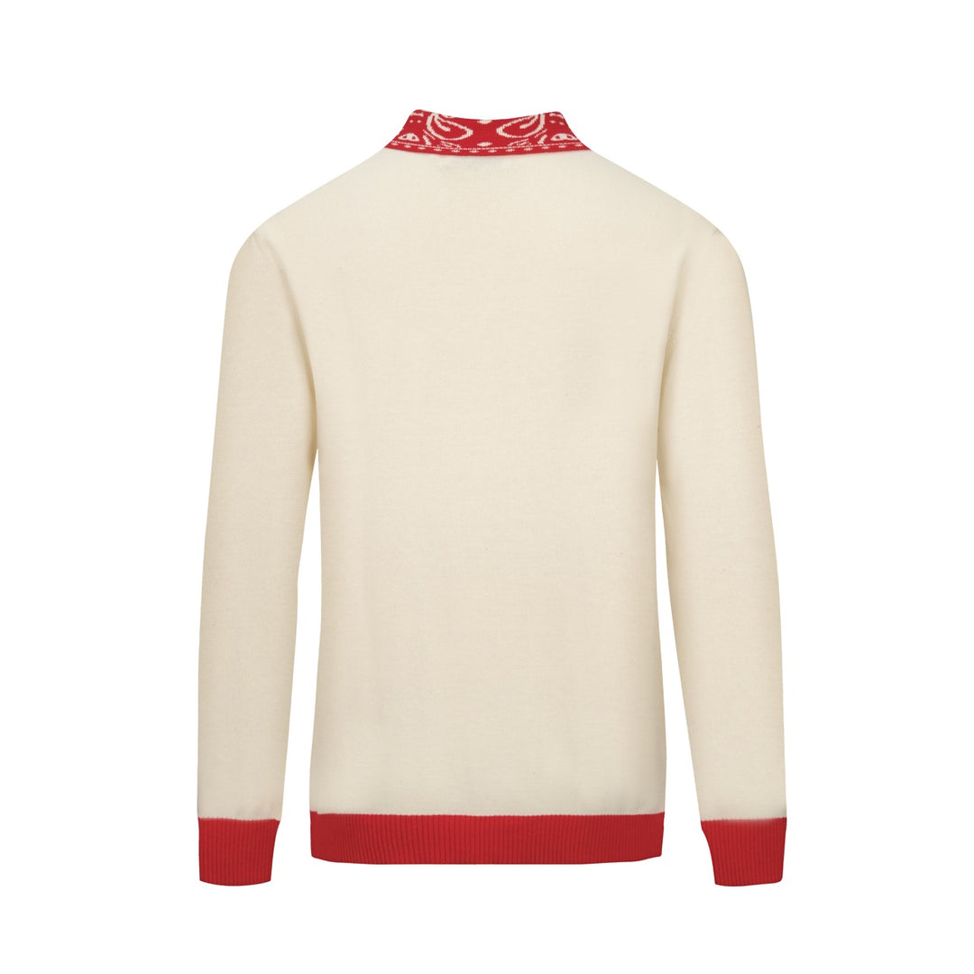 Men's red vintage classic pocket knit cardigan