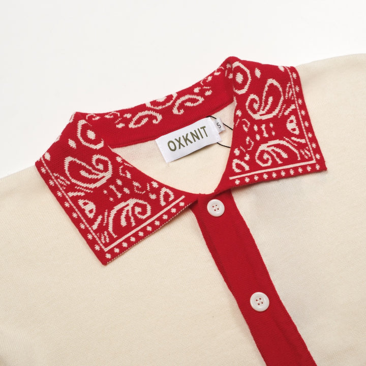 Men's red vintage classic pocket knit cardigan