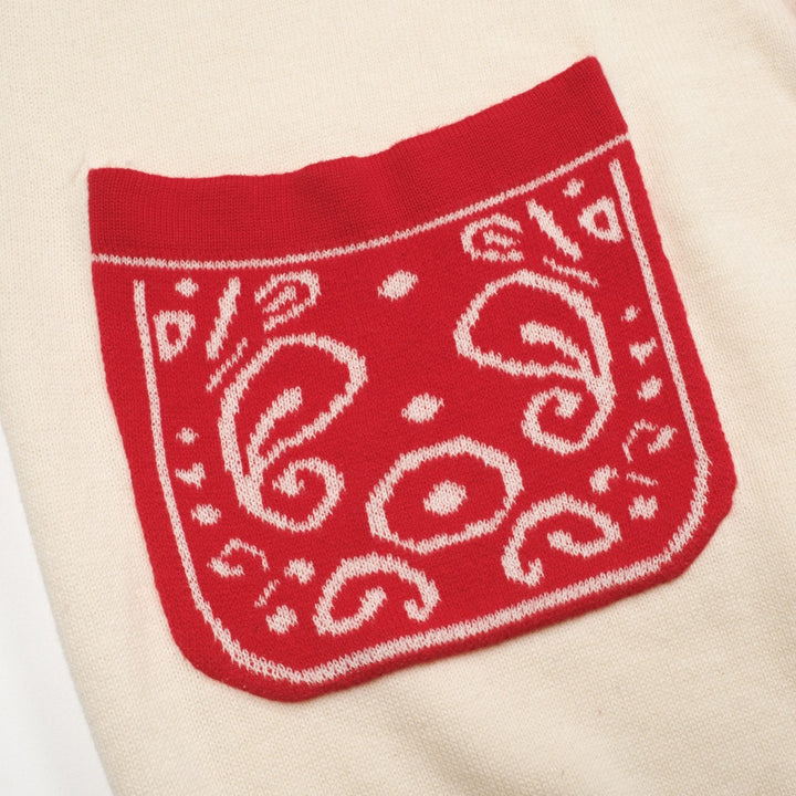 Men's red vintage classic pocket knit cardigan