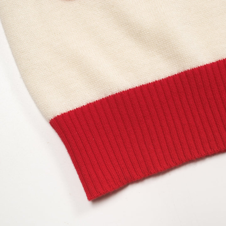 Men's red vintage classic pocket knit cardigan