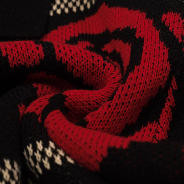 Men's black rose vintage casual knit cardigan