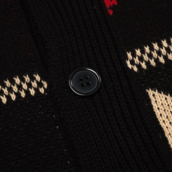 Men's black rose vintage casual knit cardigan