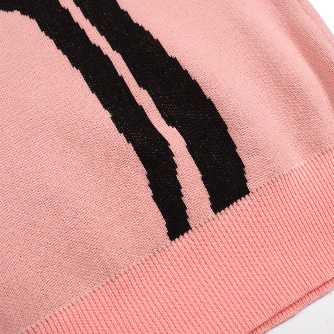 Kvinders Pink Bird Retro Art Fashion rundhalset strik